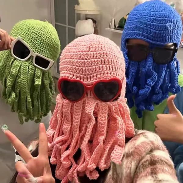 Tentakel Bläckfisk Bomullsmössa Galen Fest Bläckfiskmössa Balaklava Red