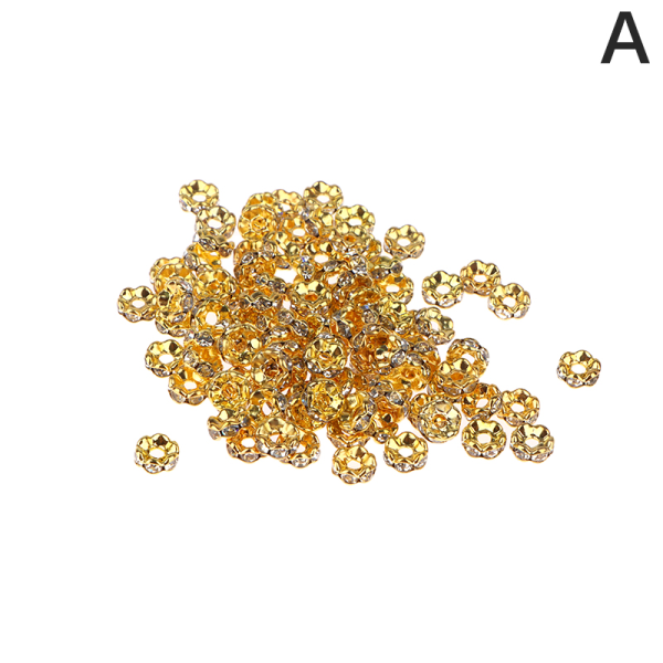 100 stk 6/8 mm Rhinestone Rone Crystal Wave Spacer Beads For Jewe A-6mm