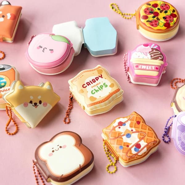 1/4 stk. tegneserie blødt silikoneomslag memoblok papir sticky notes E 4pcs
