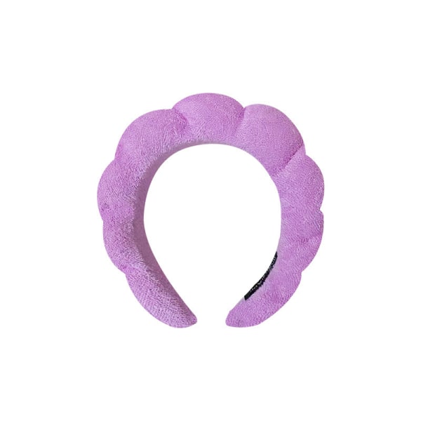 Flanell pannebånd Puffy Hair Hoop Makeup Bubble Terry Cloth Purple