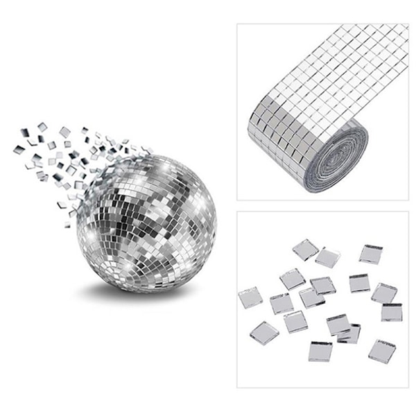 Lasipeili mosaiikkilaatat Tarrat Itsekiinnittyvä Mini Square Ro Silver 4cm-60cm