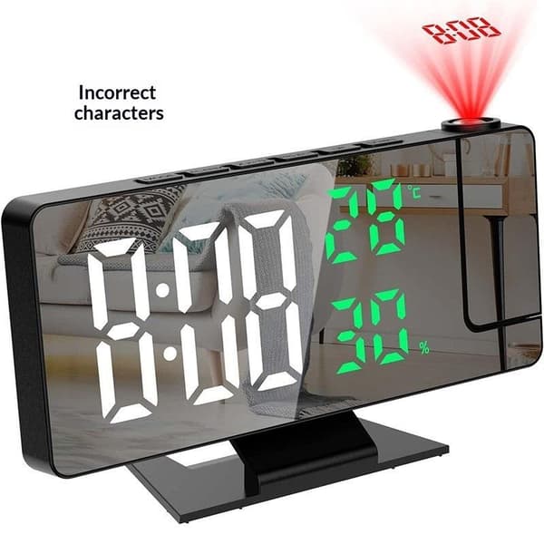LED Digital Väckarklocka Projektionsklocka Med 180° Roterbar Pro A1
