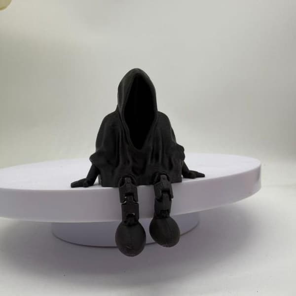 Spøkelsesstatuepynt Ansiktsløst spøkelse 3D-printet gotisk død St Black