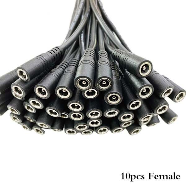 10 kpl 5,5x2,1 pistoke DC uros- tai naaraskaapelin johdinliitin female