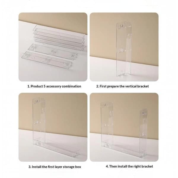 Klar Akryl Vægmonteret Makeup Organizer 3 Lag Stor Kapacitet Transparent