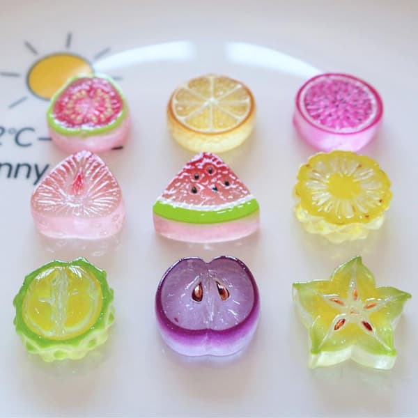 10 stk Mini Kawaii e Vannmelon Frukt Flat Bakside Cabochons Scrapb StyleE