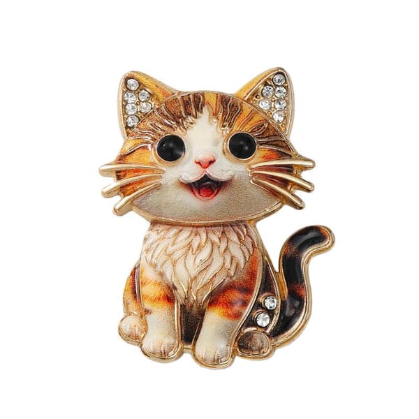 e Siddende Kat Brocher Til Kvinder Unisex Rhinestone Dejlig Kat A4