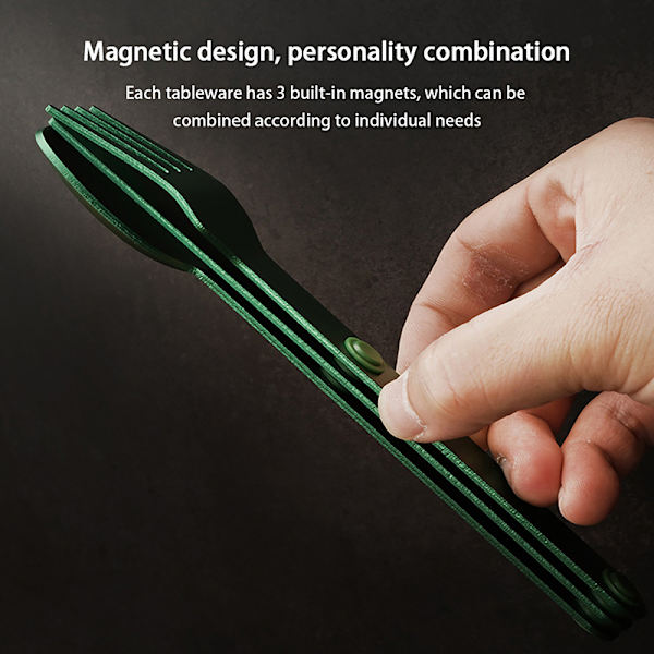 3 STK Bærbar campingutstyr Sett Connect Magnetic Fork Spoon Orange