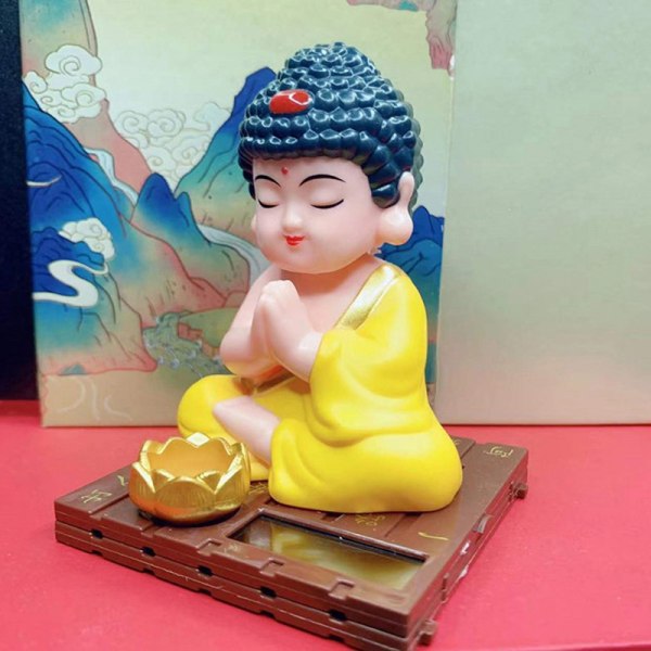 Solar Nodding Buddha Patsas Maskotti Kodin auton sisustus A1
