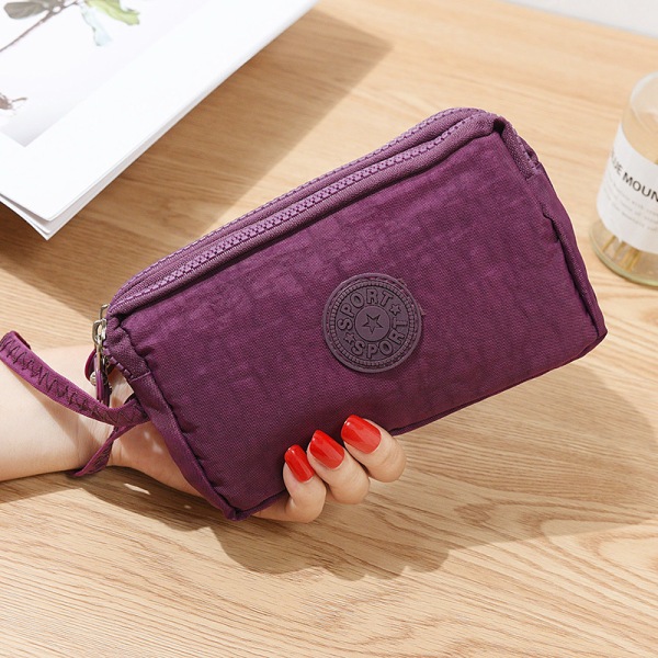 12 farger Kvinner Lommebok Canvas Clutch Mynt Telefonkort Holder Bag Dark purple