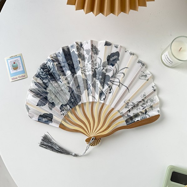 Stil Silke Vifte Folding Fan Bryllup Vifte Kunst Gaver Dans Hånd F Gray B