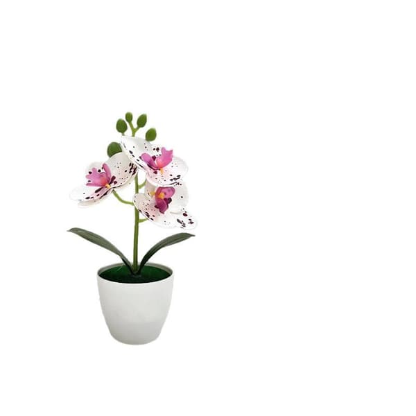 Kunstig orkidé i potte Mini Phalaenopsis Plastblomst Dekoration A6