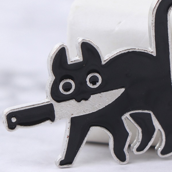Sarjakuva Creative Black Cat Modeling Pop Emali Pin rintamerkit