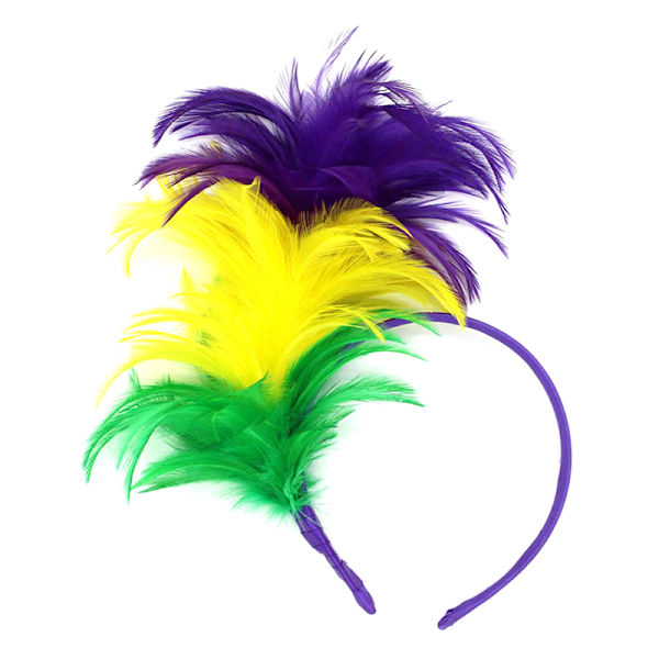 Farverig Mardi Gras fjer pandebånd Flapper Hovedstykke Voksen Pa Multicolor 2