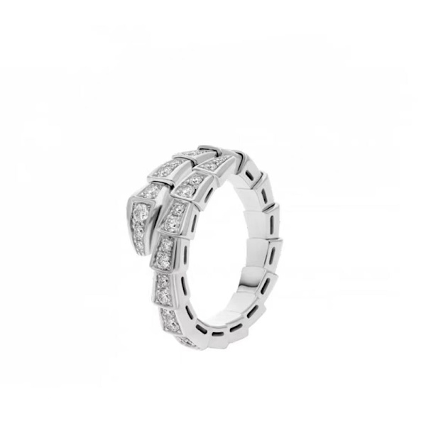 Ljus Lyx Crystal Snake Form Ring Glänsande Cubic Zircon Openin Silver