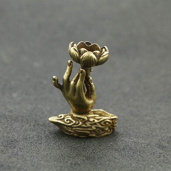 Ren kobber tilbagestrømning røgelse Buddha hånd lotus messing røgelse fr