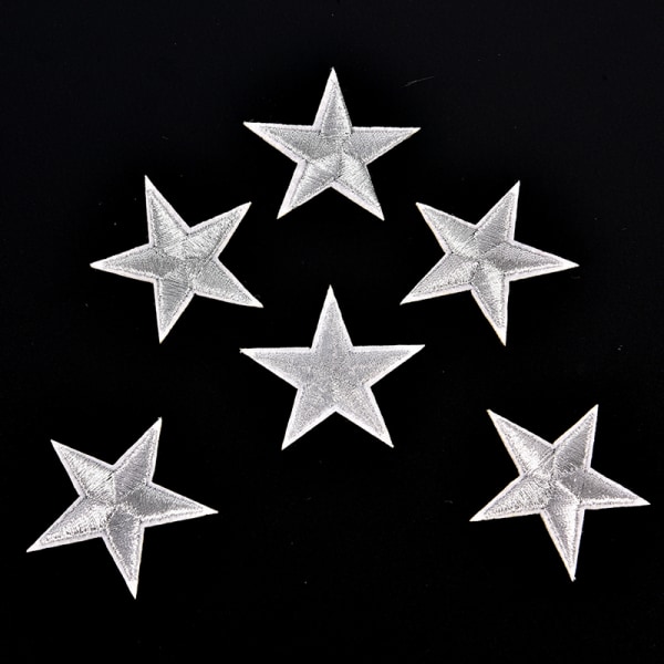 10 kpl Silver Stars Brodeeratut merkit, silitettävät laastarit Motif App