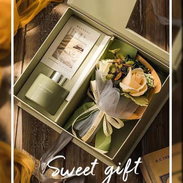 Premium Aromaterapi Diffuser Kunstig Blomst Gavesett Lang L A6