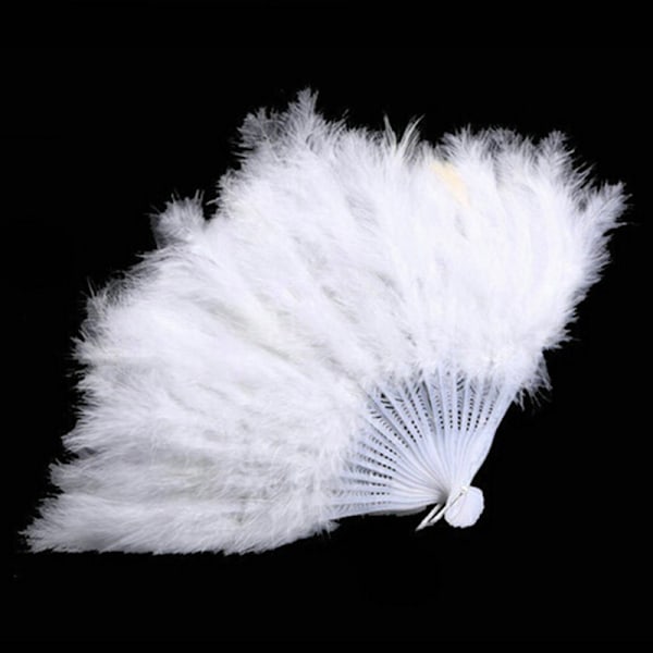 9 färger Ny kostym Bröllop Showgirl Dans Fällbar Hand Fjäder White