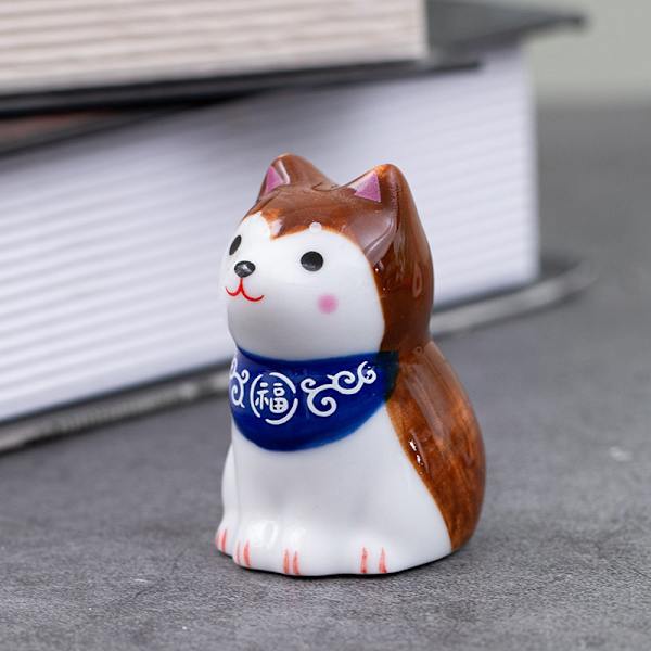 Keramisk Shiba Inu Hundestatue Crafts Lucky Charm Fortune Orname Brown