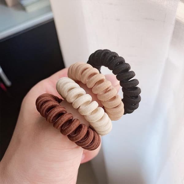 1 stk. spiralhårelastikker uden krølledesign til daglig styling Coffee