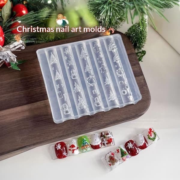 Jul snöflinga snögubbe krans rosett nagelkonst silikonform
