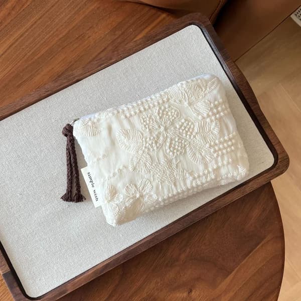 Vintage Blommig Damplånbok - Elegant Kosmetikväska C