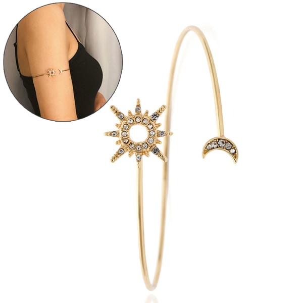 Zircon Rhinestone Star Moon Upper Arm Cuff Armband för Dam Ad Gold 312f |  Gold | Fyndiq