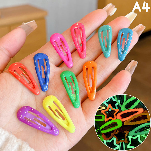 10 STK Candy Color Luminous Star Hårklemmer For Barn Jenter Headw A4