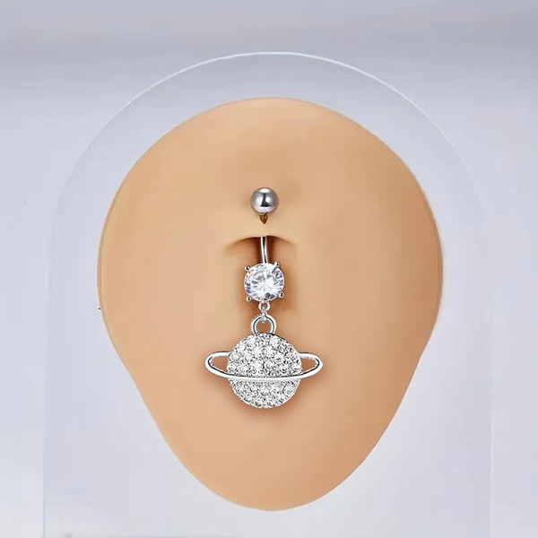 Sølvfarve Zircon Crystal Belly Button Ring Dingle Navl Pier A3