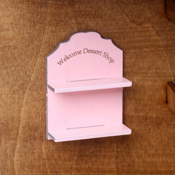 1:12 Dockhus Miniatyr Förvaringshylla Väggmonterad Welcome Rac Pink