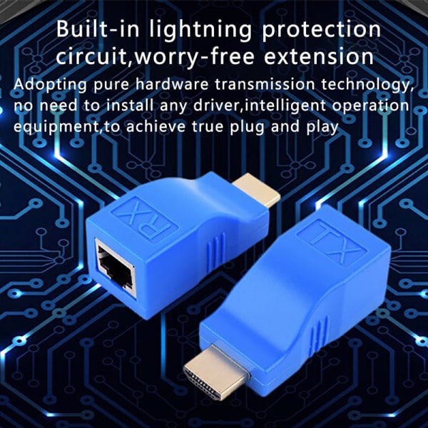 2 stk 1080P HDMI Extender til RJ45 Over Cat 6 Network LAN Etherne
