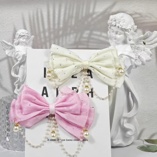 e Princess Bow Hårnål Imitation Pärltofs Rosett Hårklämmor Ha A4