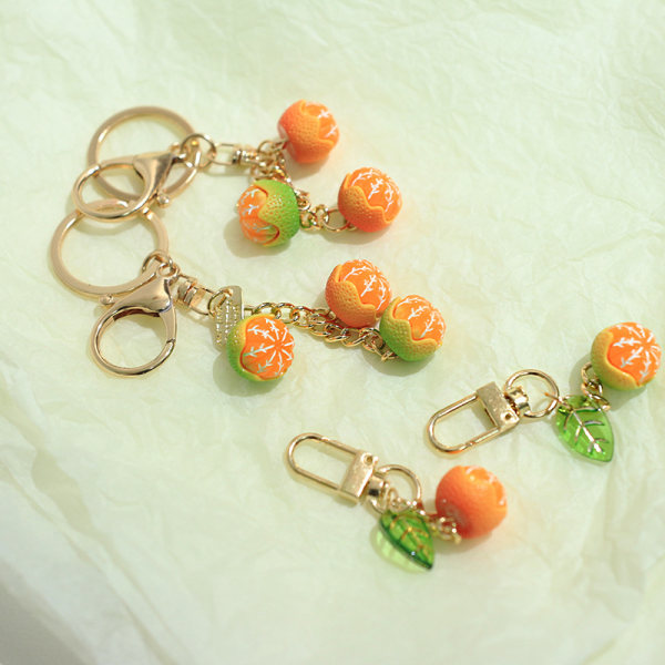e Simulering 3D orange frukt nyckelring hängande väska charm telefon A A3