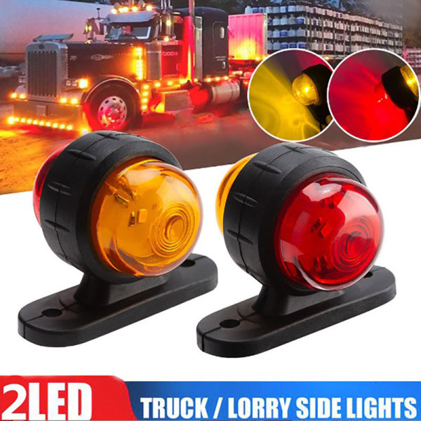 2 STK Truck Trailer Lights LED Side Marker Lastebil klaring lamper B