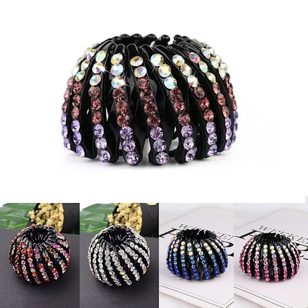 Naisten tekojalokivi Claw High Ponytail Clip Kiinteä solki Claw Clip Multicolor