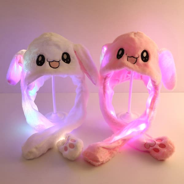 1 Stk Glowing e Bunny Ears Hat Glowing Ear Moving Bunny Hat Pink