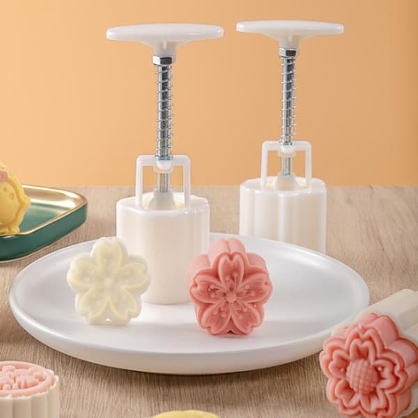Månkaksform Plast Handpress Kakstämplar Blomma Körsbär A1