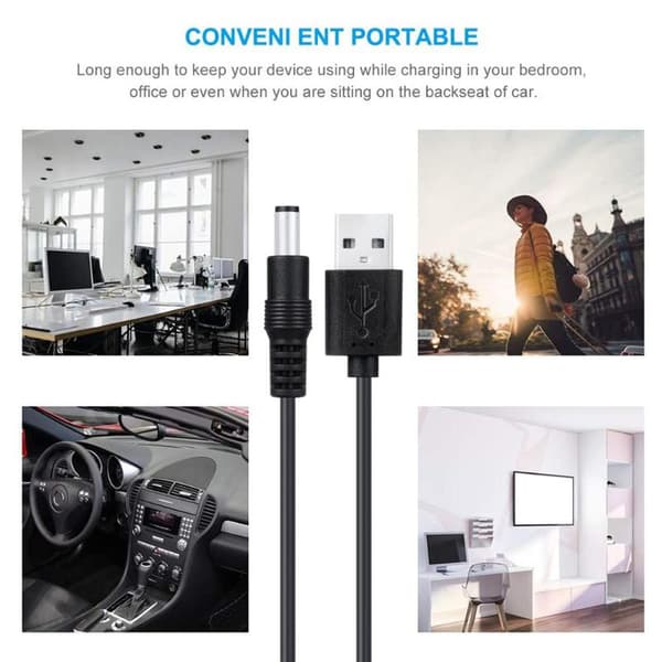 Universell USB till DC 5.5*2.1mm strömkabel 5V laddningssladd med