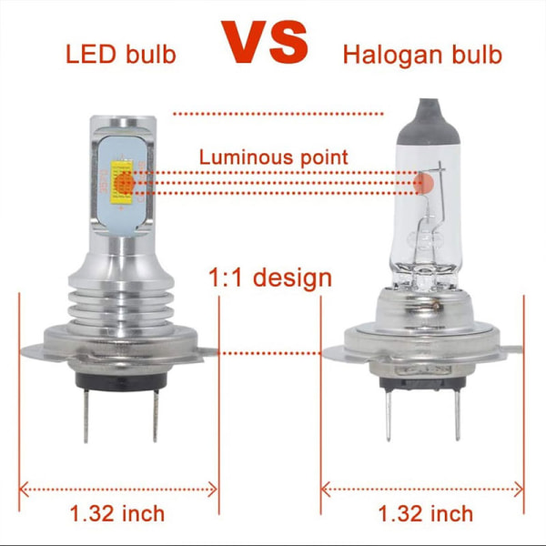 2ST H7 LED Bil Eftermonterade glödlampor DRL H4 strålkastare