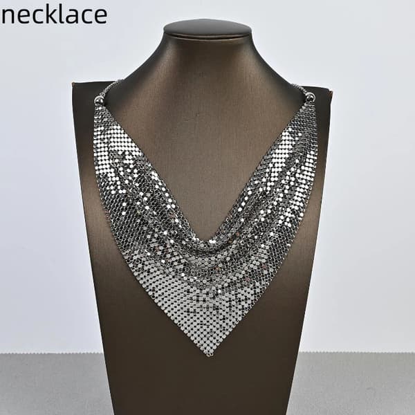 Mode Leopard Paillet Choker & Øreringe Sæt Skinnende Trekant Sc A3