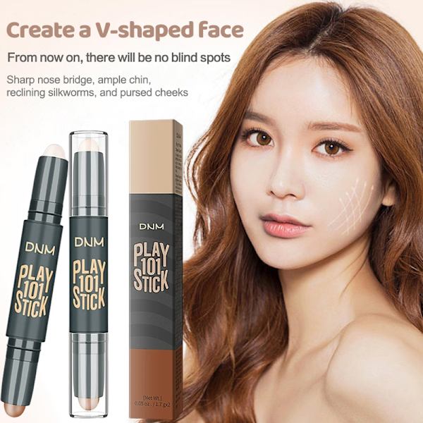 Dobbelt-hoved Makeup Highlighter V Ansigts Concealer Contouring Bronzer A