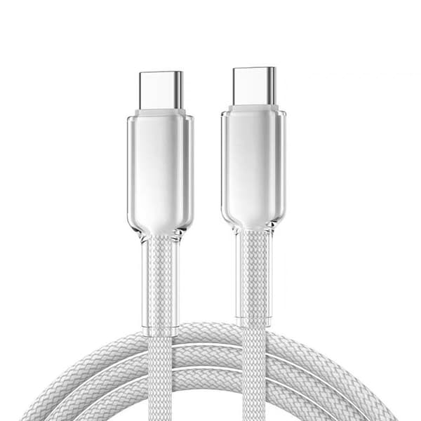 6A Flettet USB C Ladekabel Superrask Lading Krystallklar A1