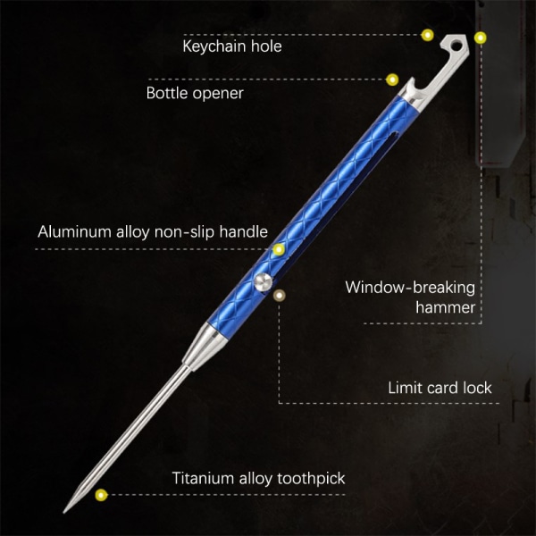 1st EDC titanlegering Push-pull tandpetare Portable Camping Sur Black