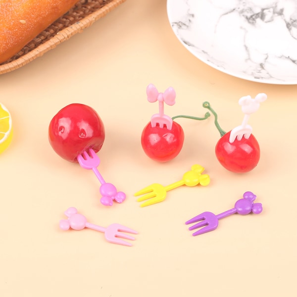 10st Mini Kids Animal Fruit Picks Forks Lunchbox Tillbehör De