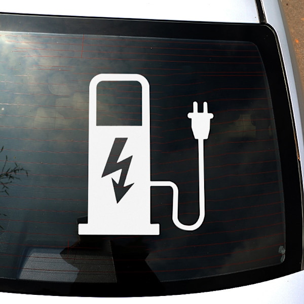 12*10 cm EV elektrisk kjøretøy bil klistremerke Morsom lastebil Batte White
