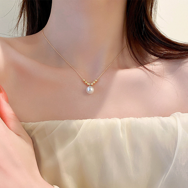 Elegant delikat perle anheng kragebenet halskjede for kvinner Fash