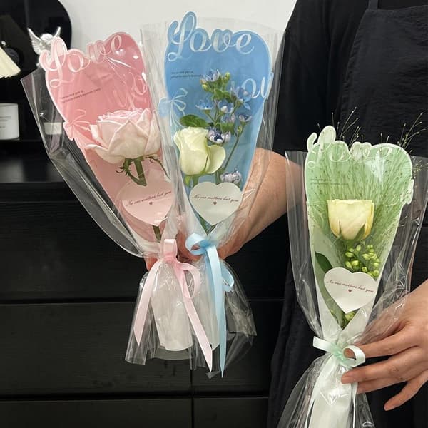 Transparenta rospåsar Blomsterbukett Plastpåse Bukett A1