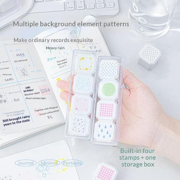 4-i-1 Mønster Bakgrunnsstempelsett for DIY Journal Scrapbooking A2