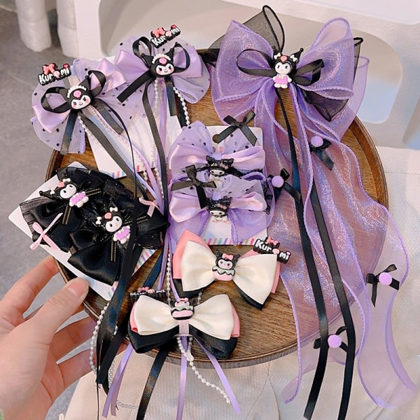 Sarjakuva Anime Black Purple Big Bowknot Hiusneula Trendikäs prinsessa A4